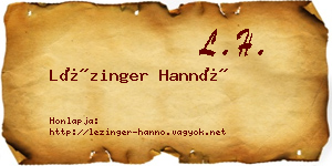 Lézinger Hannó névjegykártya